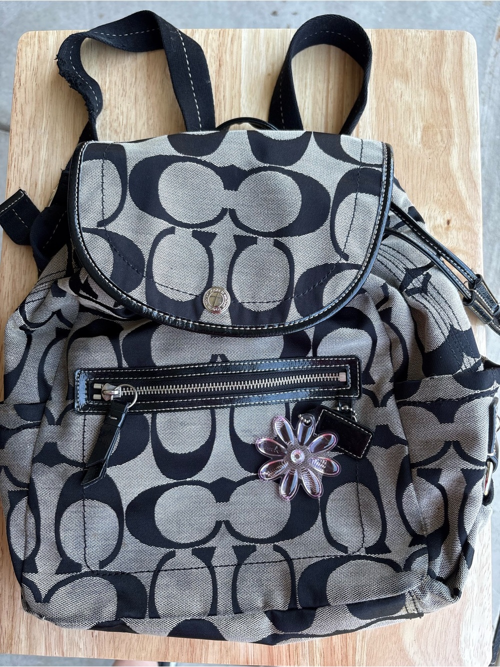 Coach Y2K Signature Mini Backpack Purse Black Gray Read